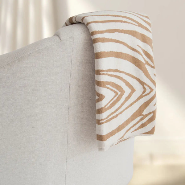Rumi Zebra Print Cotton Knit Throw Blanket –Soft, Reversible