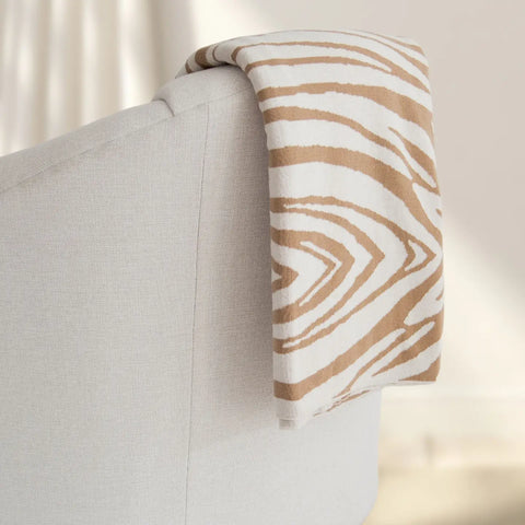 Rumi Zebra Print Cotton Knit Throw Blanket –Soft, Reversible