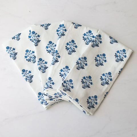 Isabella Blue Handcrafted Block Print Napkins - Set of 4