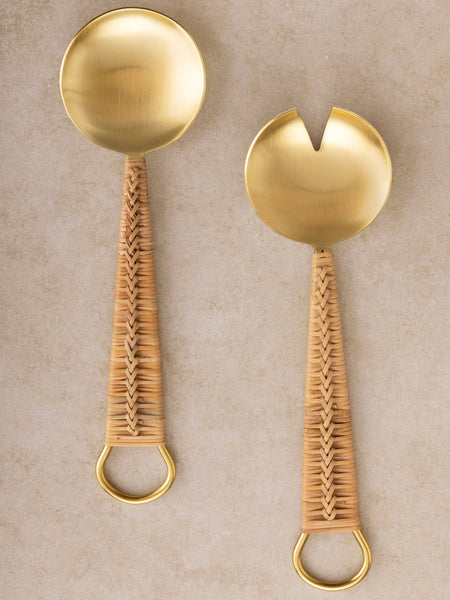 Helsinki Rattan Salad Servers