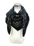 Large Woolen Square Bandana | Black