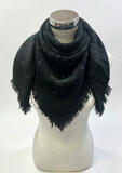 Paisley Pattern Wool Square Scarf | Black