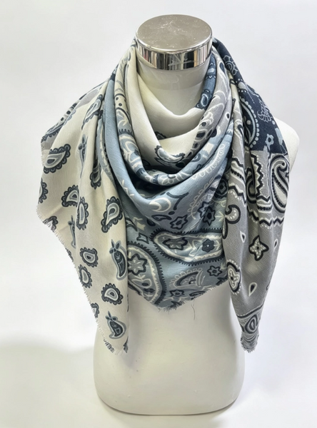 Large Woollen Patchwork Bandana | Blue