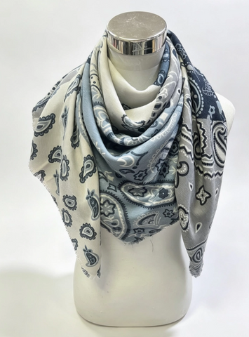 Large Woollen Patchwork Bandana | Blue