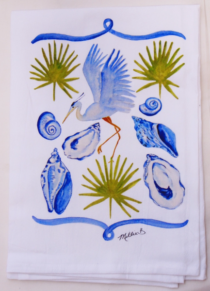 Blue Coastal Tea Towel
