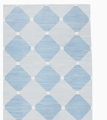 Diamond Blue Classic Dhurrie Cotton Rug - 5x8