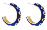 Gold Link Coated Hoops | Dark Blue