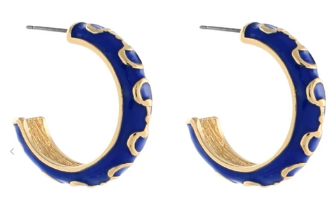 Gold Link Coated Hoops | Dark Blue