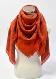 Paisley Pattern Wool Square Scarf | Brick