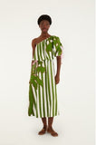 Farm Rio One Shoulder Midi Dress with Bubble Waist