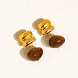 Annina 18K Gold Non-Tarnish Agate Drop Earrings