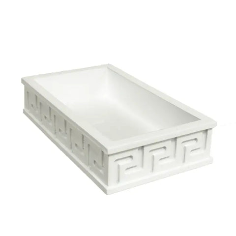 Greek Key Guest Towel Holder | White