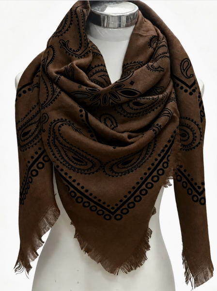 Paisley Pattern Square Wool Scarf | Cafe