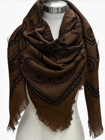 Paisley Pattern Square Wool Scarf | Cafe