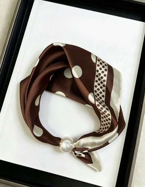 Satin Scarf with Pearl Clasp | Cafe Dots