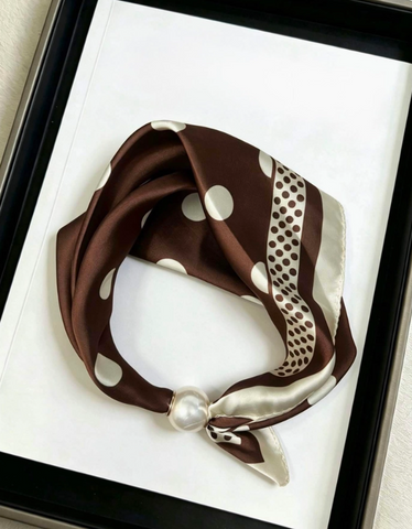 Satin Scarf with Pearl Clasp | Cafe Dots