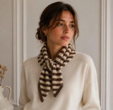 Striped Knit Triangle Scarf | Camel