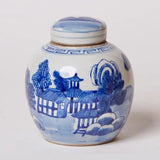 Blue and White Porcelain Landscape Round Storage Jar