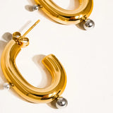 Alsace 18K Gold Non-Tarnish Two Toned C Hoop Earring