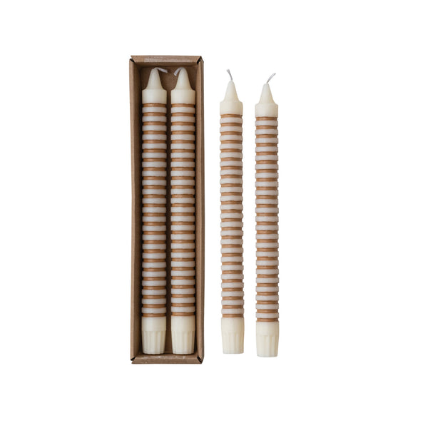Unscented Striped Taper Candles in Box