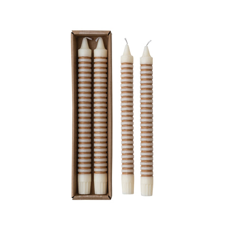 Unscented Striped Taper Candles in Box
