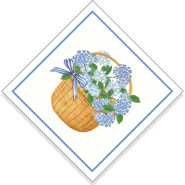 Blue Hydrangeas Basket Cocktail Napkins