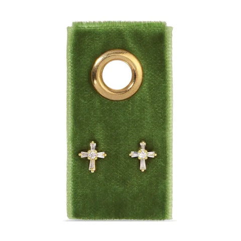 Baguette Cross Studs