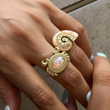 Shellnee 18K Gold Non-Tarnish Shell Spiral Statement Ring