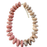 Delray Chunky Beaded Necklace- Pink/Tan 2-Tone
