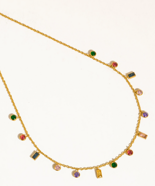Veloutine Multicolor Charm Necklace | 18K Gold Non-Tarnish
