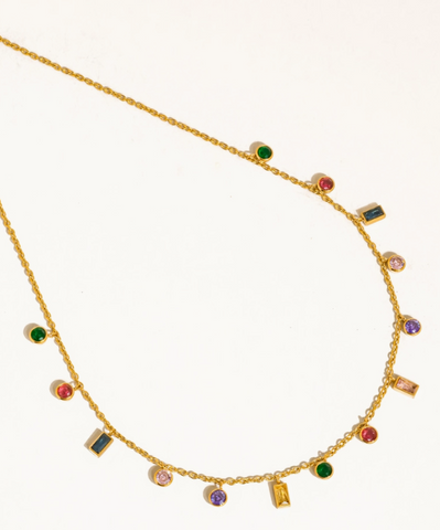 Veloutine Multicolor Charm Necklace | 18K Gold Non-Tarnish