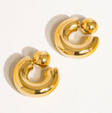 Fernanda Ball C Hoop Earring | 16K Gold Non-Tarnish