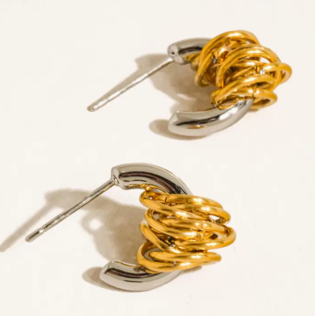 Colmar Two-Tone Knot Earrings | 18K Gold Non-Tarnish