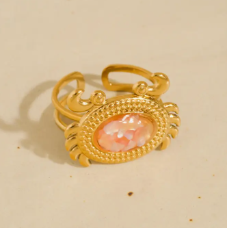 Crablin Vintage Pearl Crab Ring | 18K Gold Non-Tarnish