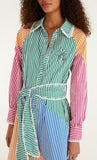 Farm Rio Cutwork Stripes Long Sleeve Chemise