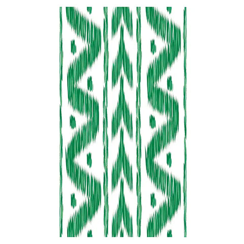 Green Ikat Linen-Feel Paper Guest Towel / Napkin | Set of 25