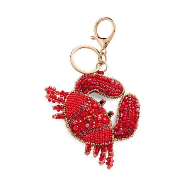 Crab Beaded Bag Charm/Key Ring