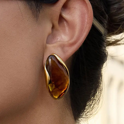 Maélie 18K Gold Non-Tarnish Resin Drop Earrings