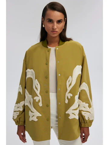 Embroidered Crepe Jacket