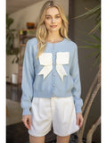 Contrast Bow Sweater Cardigan