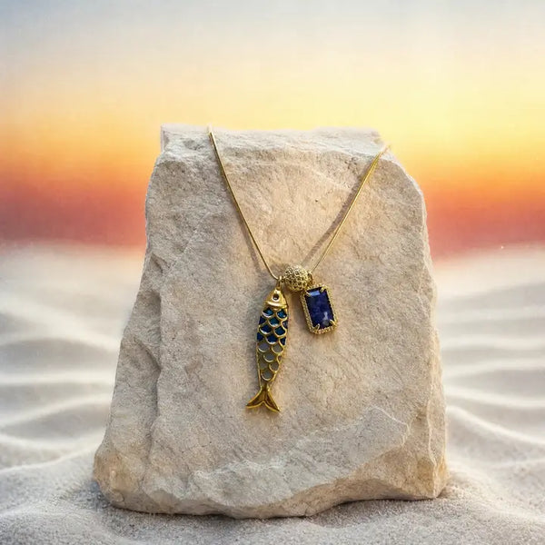 Goldfish Necklace Natural Stone