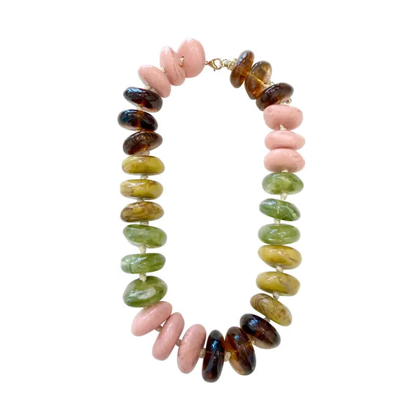 Delray Chunky Beaded Necklace- Blush Green
