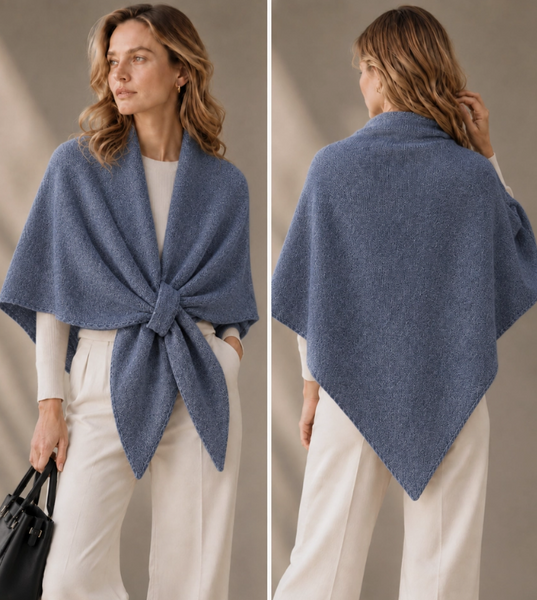 Triangle Poncho Scarf | Denim Blue
