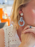 Nantucket Raffia Earrings | Carolina Blue and White