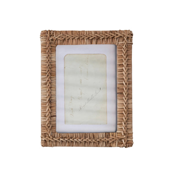 Hand-Woven Rattan Photo Frame