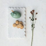 White Marble Cheese Board with Scalloped Edge