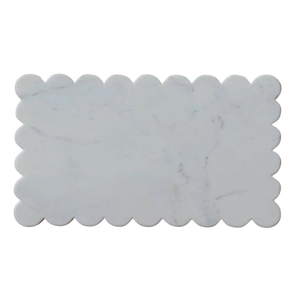 White Marble Cheese Board with Scalloped Edge