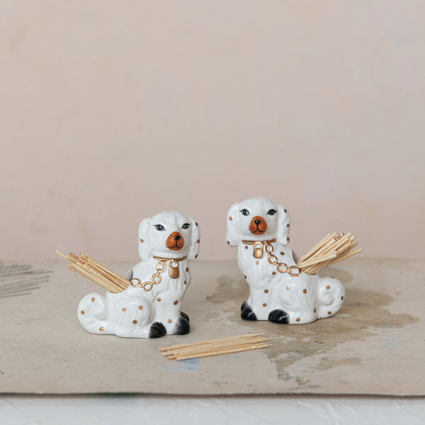 Ceramic Staffordshire Dog Shaped Toothpick Holder