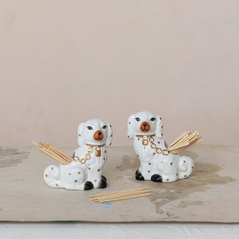 Ceramic Staffordshire Dog Shaped Toothpick Holder