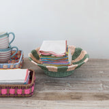 Scalloped Footed Bowl with Stripes